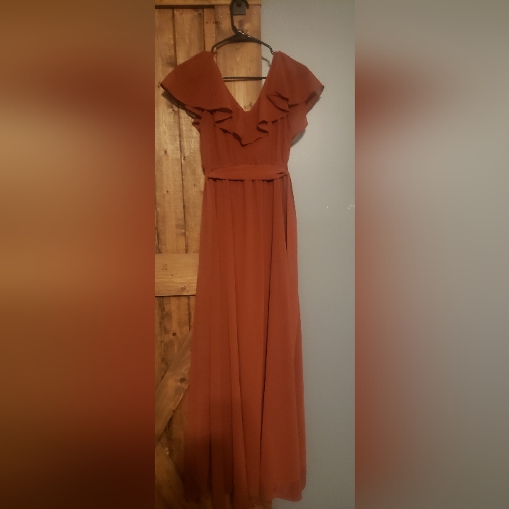 Baltic Born Katya Ruffle Maxi Dress |Rust color-Size Small
